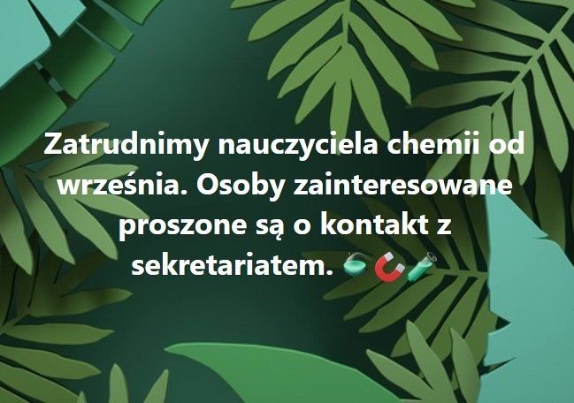 Grafika 1: Zatrudnimy nauczyciela chemii od września