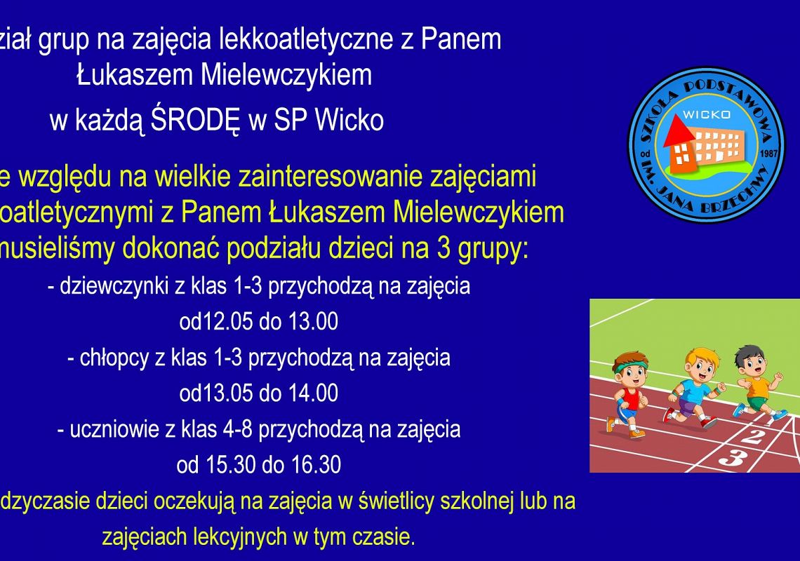 Grafika 1: Zajęcia lekkoatletyczne - podział na grupy