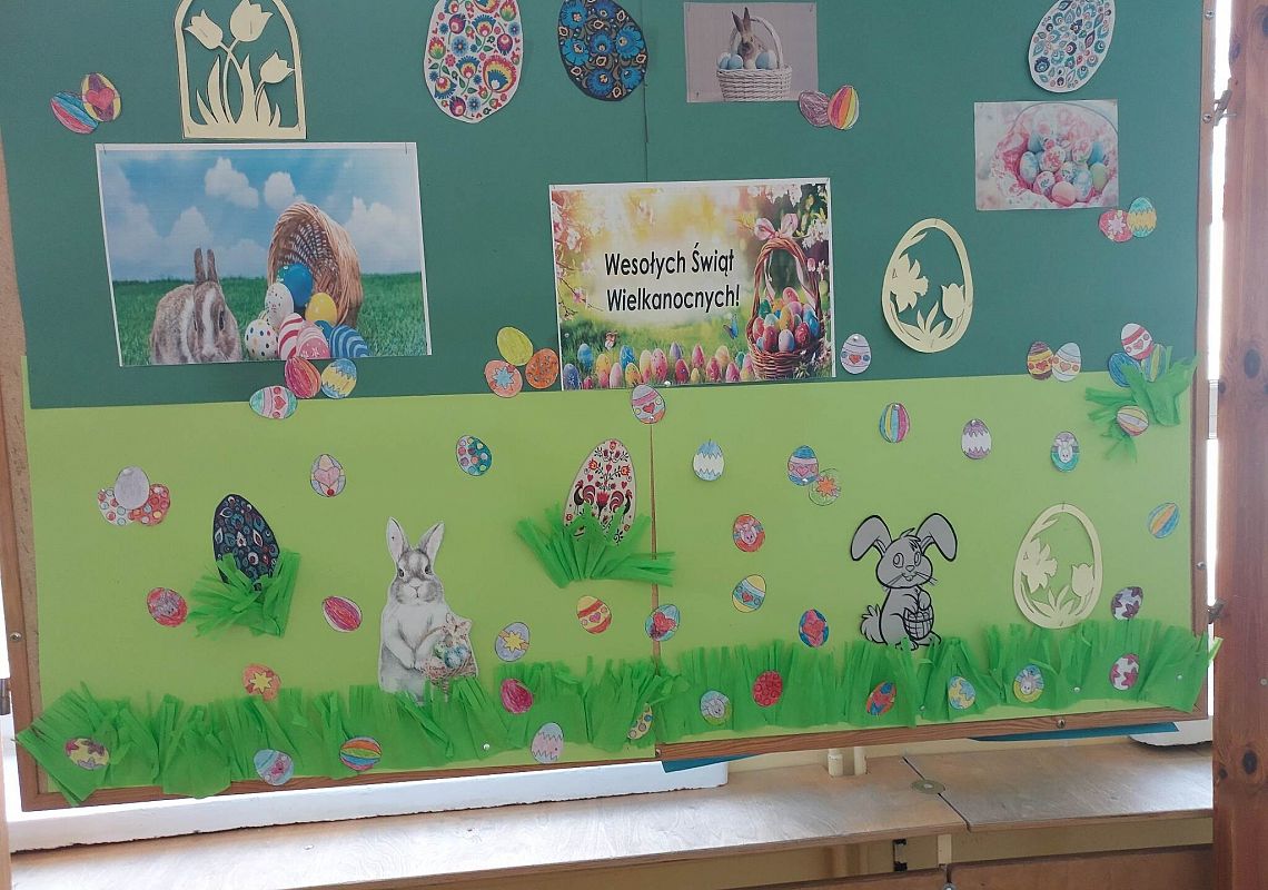Grafika 1: Wesołych świąt wielkanocnych życzy Samorząd Uczniowski SP Wicko