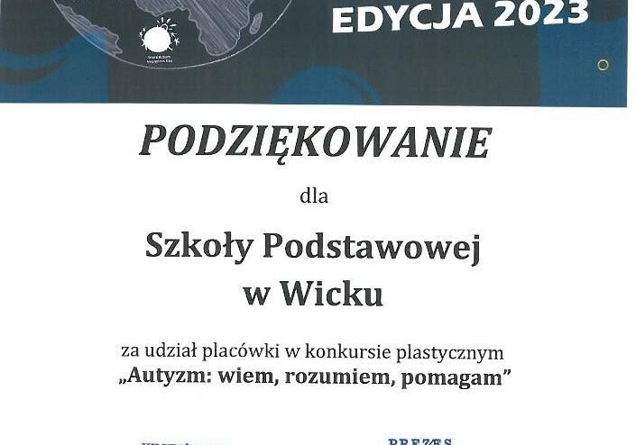 Podziękowanie od Stowarzyszenia "Niebieski Skarb"
