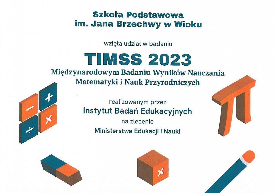 Certyfikat TIMSS dla SP Wicko