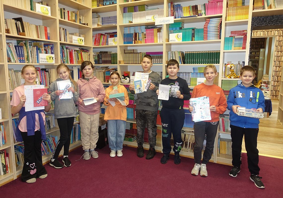 Grafika 1: Podsumowanie szkolnego konkursu literackiego o Muminkach w Bibliotece SP Wicko