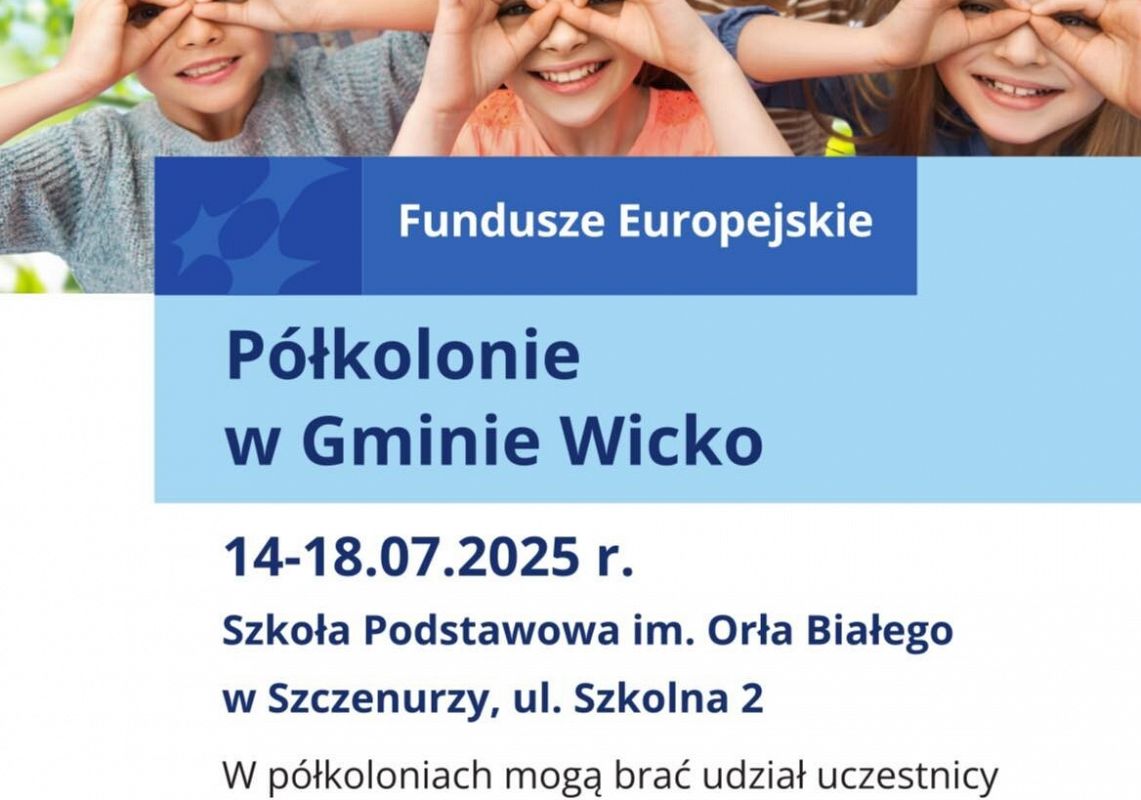 Grafika 1: Zapraszamy do udziału w półkoloniach w gminie Wicko