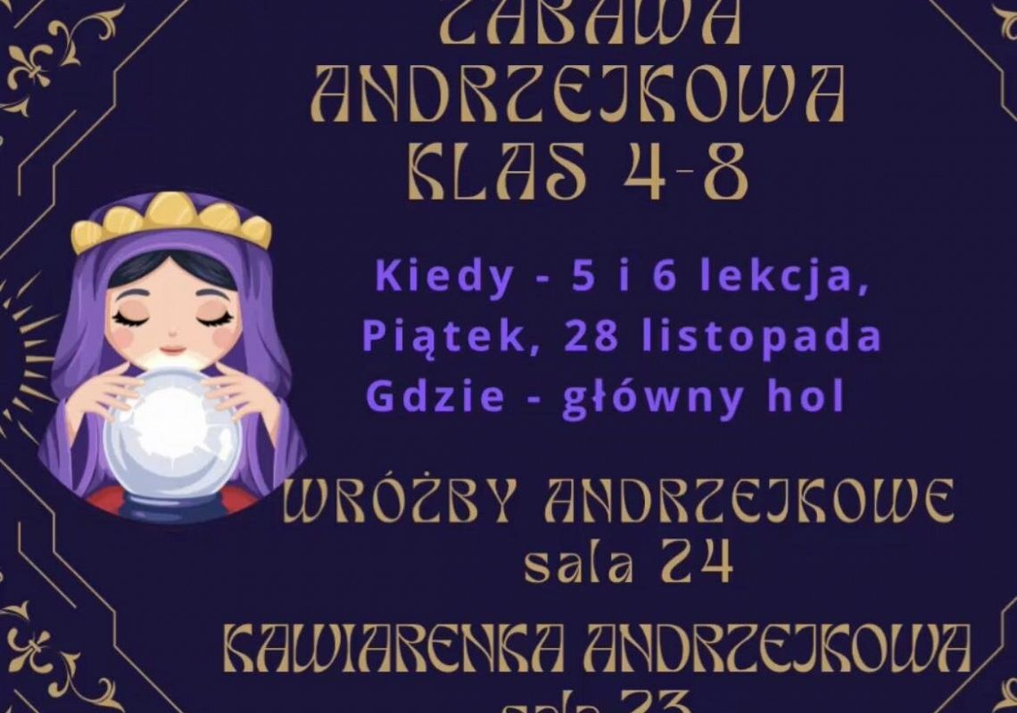 Grafika 1: Samorząd Uczniowski zaprasza na Dyskotekę Andrzejkową!
