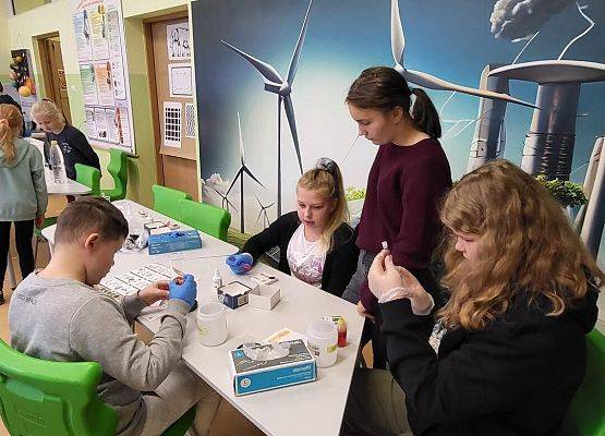 Grafika 5: Warsztaty dla uczniów Szkół Podstawowych w Szczenurzy, Maszewku i Wicku „Ekoenergetyczni - Odnawialne Źródła Energii” w ramach Festiwalu Energii