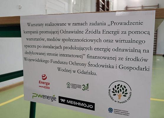 Grafika 34: Warsztaty dla uczniów Szkół Podstawowych w Szczenurzy, Maszewku i Wicku „Ekoenergetyczni - Odnawialne Źródła Energii” w ramach Festiwalu Energii