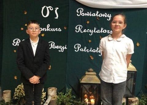 Grafika 5: Miłosz Filipionek wyróżniony w 6. Powiatowym Konkursie Recytatorskim Polskiej Poezji Patriotycznej