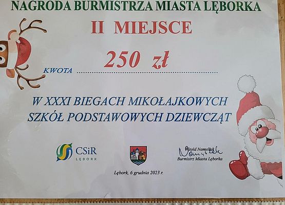 Grafika 8: Dziewczęta z Wicka na II miejscu w Biegu Mikołajkowym