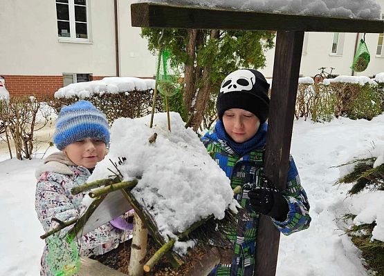 Grafika 2: Uczniowie klasy IIIA odwiedzili szkolne ptasie miasteczko