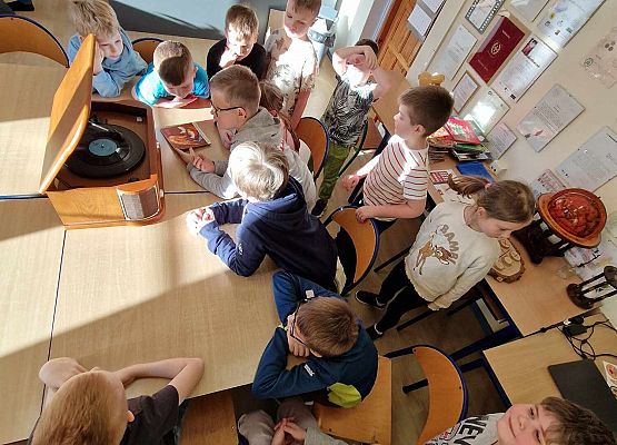 Grafika 2: Kopciuszek na dawnych slajdach bohaterem zajęć bibliotecznych dla kl. IB w Bibliotece Szkolnej w Wicku