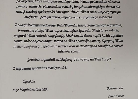 Grafika 3: Międzynarodowy Dzień Wolontariusza - podziękowania dla naszych Wolontariuszy
