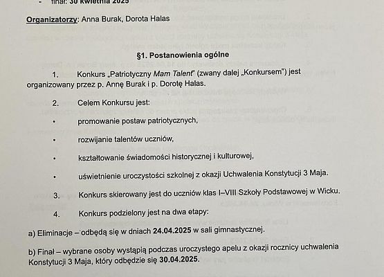 Grafika 3: Patriotyczny Mam Talent w SP Wicko! 