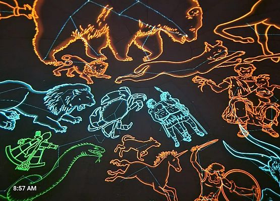 Grafika 6: Zajęcia z uczniami SP Wicko w mobilnym Planetarium z CNK z Warszawy