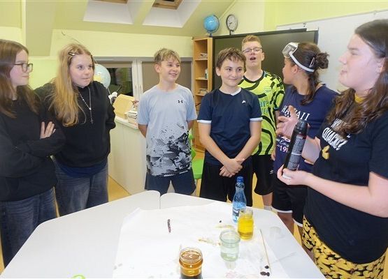 Grafika 10: Nocka w szkole i bibliotece z klasą VIIB