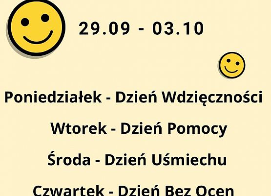 Grafika 1: Nasza szkoła dołącza do ogólnopolskiej akcji „Tydzień Szczęścia”! 