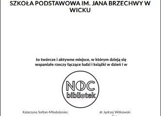 Otrzymaliśmy podziękowania za udział w akcji NOC BIBLIOTEK 2025