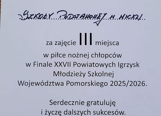 Grafika 2: III miejsce w powiecie lęborskim naszych chłopców w piłce nożnej